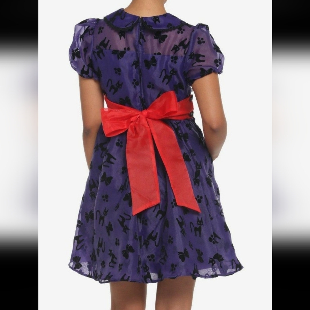 Her Universe Kiki's Delivery Service Cosplay Dress Jiji Bow Puffy Sleeve Organza